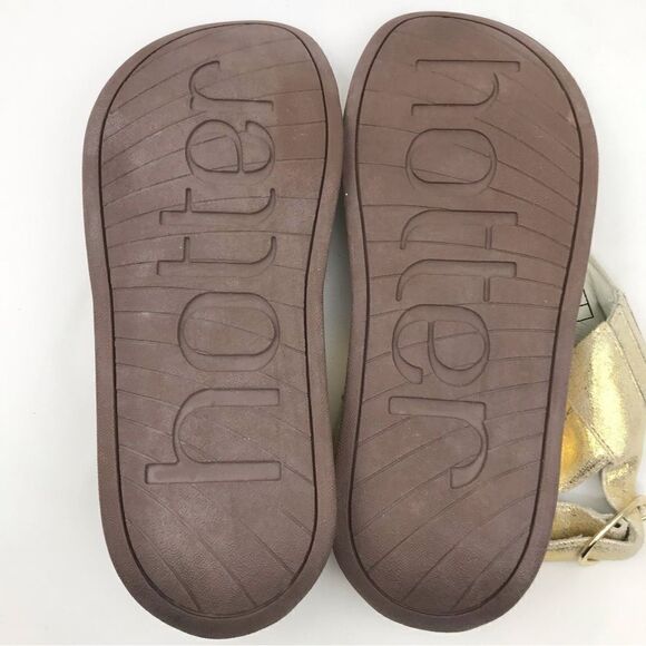 Hotter JAVA Metallic Shimmer Gold Cream Thong Toe Slingback Comfort Sandals NEW - Picture 12 of 16